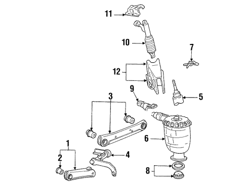 2001 Lincoln Town Car Rear Suspension Components, Lower Control Arm, Upper Control Arm, Ride Control, Stabilizer Bar Height Sensor Diagram for F8VZ-5359-AA