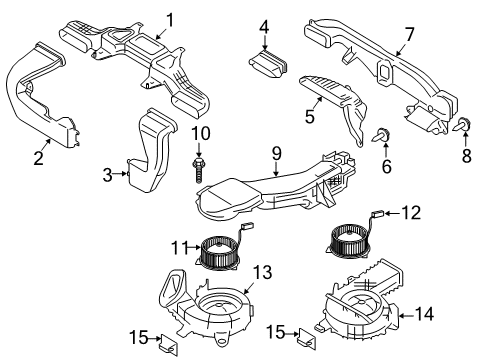 2014 Ford Fusion Electric Cooling Fan Duct Assembly Diagram for DG9Z-18C297-B
