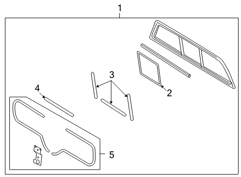 2007 Ford F-150 Back Glass Weatherstrip Diagram for 6L3Z-1542052-A