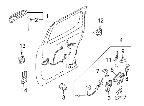 2010 Ford Explorer Sport Trac Front Door Handle, Outside Diagram for 6L2Z-7826605-AA