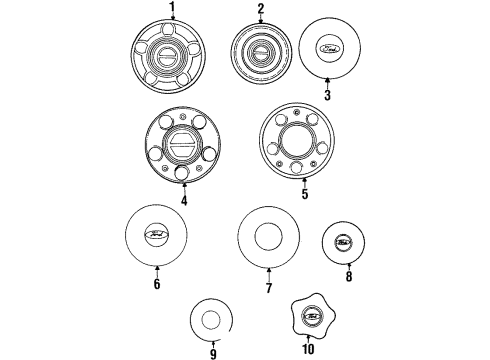 1995 Ford Ranger Wheel Covers & Trim Cap Diagram for F57Z-1130-CC