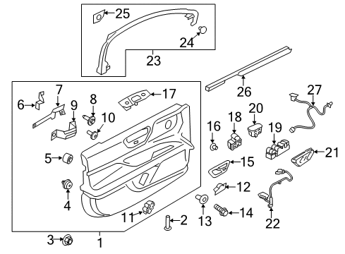 2020 Lincoln Continental Interior Trim - Front Door Frame Molding Diagram for GD9Z-5400014-AA