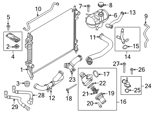 2018 Ford Mustang Radiator & Components Outlet Hose Diagram for FR3Z-6B851-A