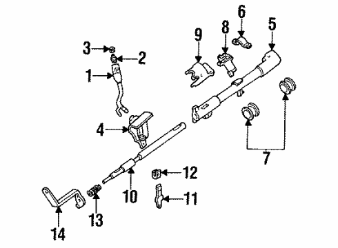 1992 Ford Bronco Steering Column Housing & Components, Shroud, Switches & Levers Cap Diagram for F2UZ-7A214-CA