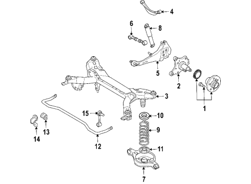 2007 Mercury Milan Rear Suspension Components, Lower Control Arm, Upper Control Arm, Stabilizer Bar Coil Spring Diagram for 8E5Z-5560-F