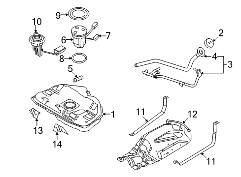 2007 Ford Fusion Fuel Supply Fuel Tank Diagram for 6E5Z-9002-AA