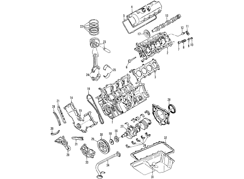 1997 Ford Mustang Engine Parts, Mounts, Cylinder Head & Valves, Camshaft & Timing, Oil Pan, Oil Pump, Crankshaft & Bearings, Pistons, Rings & Bearings Front Mount Diagram for 2R3Z-6038-AB