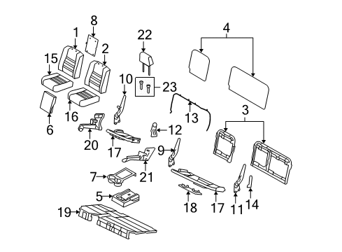 2008 Ford F-250 Super Duty Rear Seat Components Headrest Guide Diagram for 4L3Z-18610A16-BA
