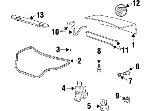 1998 Mercury Sable Trunk Lock Cylinder Diagram for F8DZ-5443262-DB