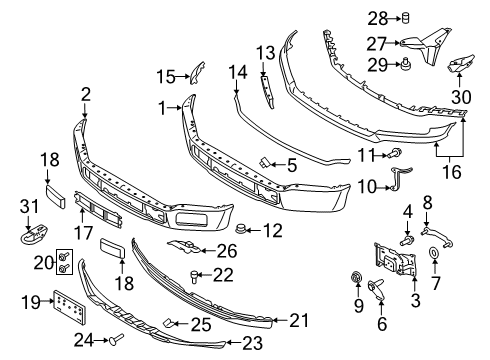 2019 Ford F-150 Front Bumper Inlet Duct Diagram for JL3Z-9901926-AA