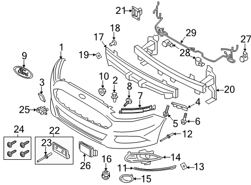 2013 Ford Fusion Front Bumper Cover Diagram for DG9Z-14A003-B