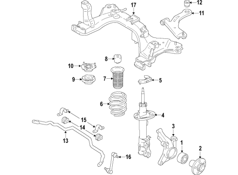 2019 Ford EcoSport Front Suspension Components, Lower Control Arm, Stabilizer Bar Knuckle Diagram for CN1Z-3K185-G
