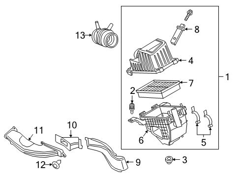 2019 Ford Transit Connect Air Intake Air Cleaner Assembly Diagram for KV6Z-9600-B