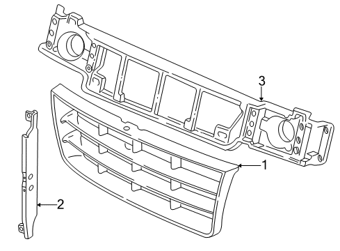 2003 Ford E-350 Club Wagon Grille & Components Mount Panel Diagram for F7UZ-8A284-AA