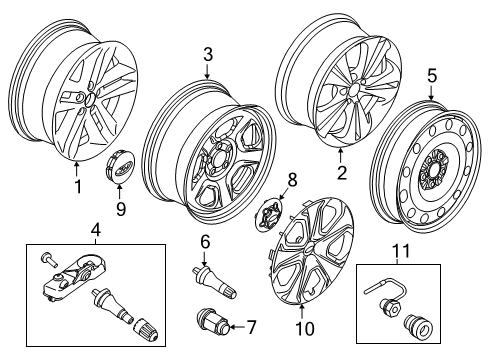 2014 Ford Explorer Wheels Wheel, Alloy Diagram for DA5Z-1007-C