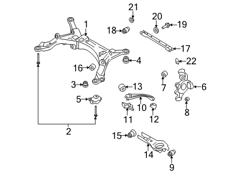 2007 Mercury Montego Rear Suspension, Lower Control Arm, Upper Control Arm, Stabilizer Bar, Suspension Components Suspension Crossmember Diagram for 7F9Z-5R003-B