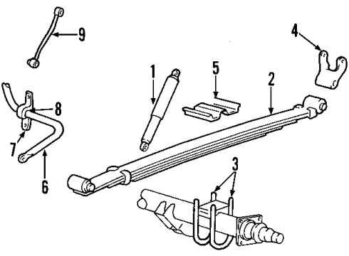 2008 Ford E-150 Rear Suspension Components, Stabilizer Bar Leaf Spring Diagram for 7C2Z-5560-A