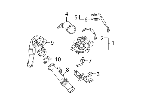 2007 Ford E-350 Super Duty Turbocharger Oil Feed Tube Gasket Diagram for 3C3Z-6B898-AA