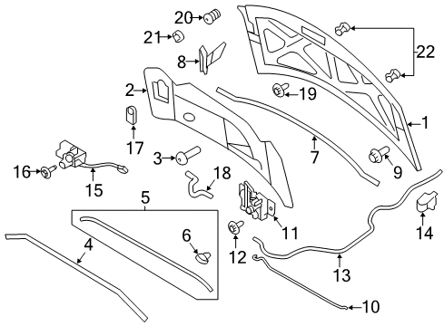 2013 Lincoln MKX Hood & Components Release Cable Diagram for 7T4Z-16916-B