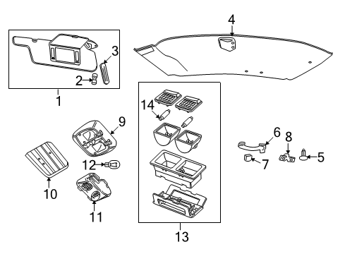 2003 Mercury Marauder Interior Trim - Roof Dome Lamp Assembly Bracket Diagram for F2MY5451536A
