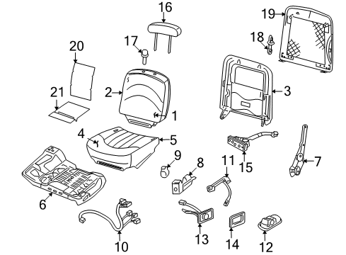 2006 Mercury Grand Marquis Front Seat Components Headrest Diagram for 6W7Z-54611A08-AA