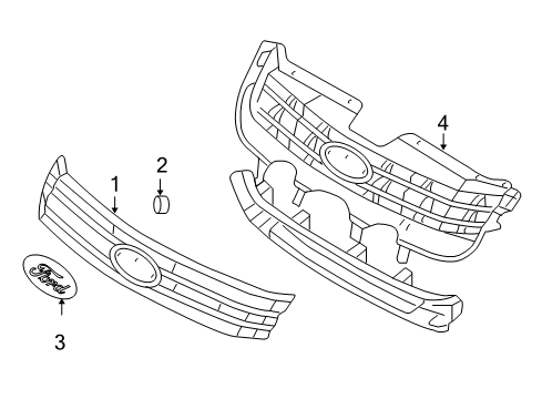 2006 Ford Fusion Grille & Components Grille Diagram for 6E5Z-8200-A