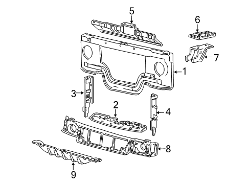 1994 Ford E-350 Econoline Club Wagon Radiator Support Front Extension Diagram for F2UZ16D072A
