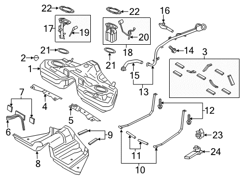 2015 Ford Mustang Fuel System Components Fuel Tank Diagram for FR3Z-9002-B