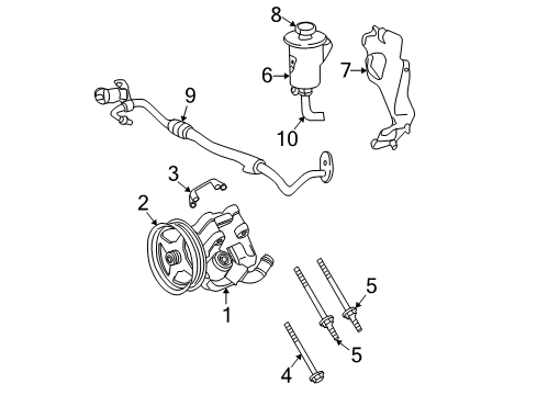 2004 Mercury Mountaineer P/S Pump & Hoses, Steering Gear & Linkage Pressure Hose Diagram for 3L2Z-3A719-CA