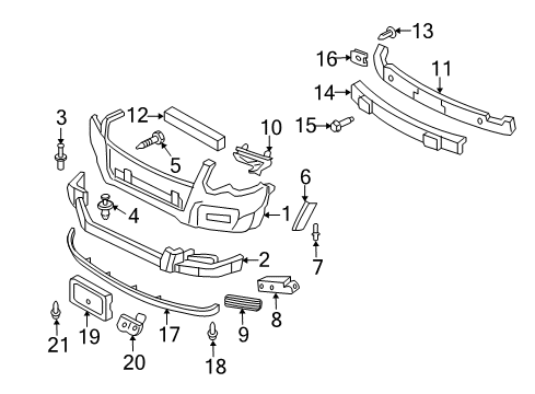 2009 Ford Explorer Sport Trac Front Bumper Impact Bar Nut Diagram for -W710792-S439