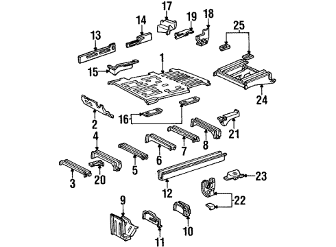 2002 Ford Windstar Floor & Rails Mount Bracket Diagram for XF2Z-5C499-AA