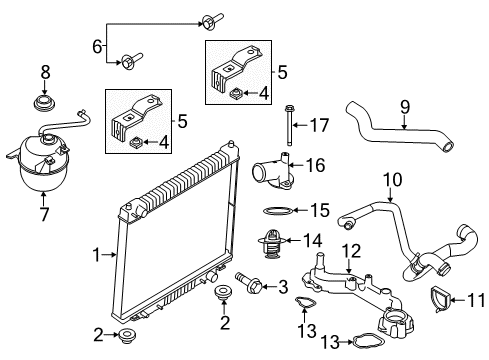 2008 Ford E-350 Super Duty Radiator & Components Thermostat Diagram for 7L3Z-8575-D