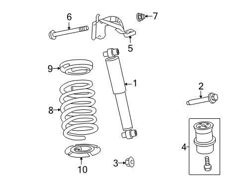 2008 Ford Fusion Shocks & Components - Rear Upper Bracket Diagram for 7E5Z-18164-R
