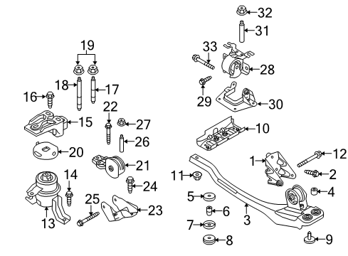 2008 Ford Escape Engine & Trans Mounting Bracket Stud Diagram for -N807144-S440