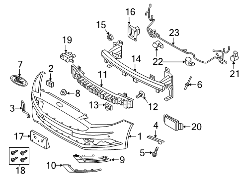 2017 Ford Fusion Front Bumper Side Trim Diagram for HS7Z-17B814-BB
