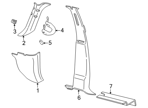 2002 Ford Expedition Interior Trim - Pillars, Rocker & Floor Cowl Trim Diagram for YL3Z-1502344-AAB