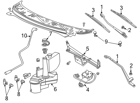 2005 Mercury Monterey Wiper & Washer Components Washer Reservoir Diagram for 3F2Z-17618-AA