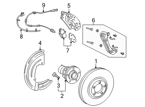 2006 Mercury Montego Brake Components Brake Hose Diagram for 6F9Z-2078-B