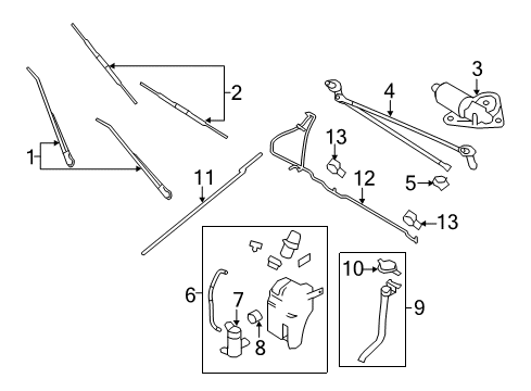 2013 Ford E-350 Super Duty Wiper & Washer Components Upper Hose Diagram for YC2Z-17K605-AA