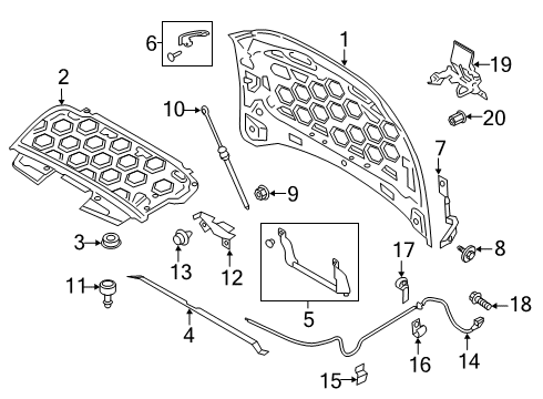 2019 Lincoln Continental Hood & Components Hood Diagram for GD9Z-16612-A