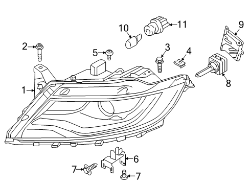 2016 Lincoln MKX Headlamps Headlamp Housing Diagram for FA1Z-13008-M