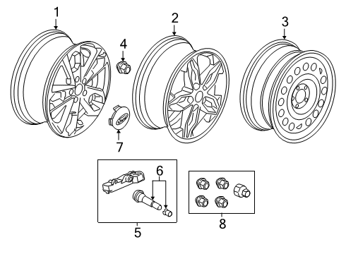 2019 Ford Transit Connect Wheels Wheel, Alloy Diagram for DT1Z-1007-F