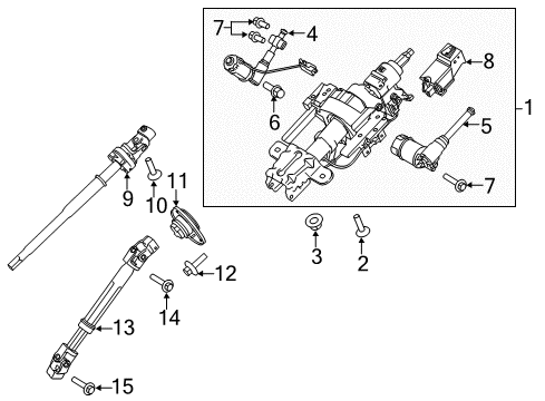 2020 Ford F-150 Steering Column Assembly Lower Shaft Diagram for HL3Z-3B676-A