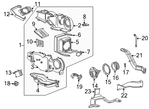 2004 Ford Excursion Auxiliary A/C & Heater Unit Blower Motor Diagram for YC3Z-19805-AA