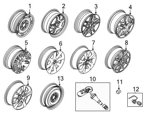 2011 Ford Fusion Wheels Wheel, Alloy Diagram for 9E5Z-1007-E