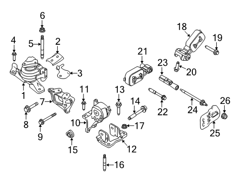 2010 Lincoln MKT Engine & Trans Mounting Lower Transmission Mount Diagram for AE9Z-6068-C