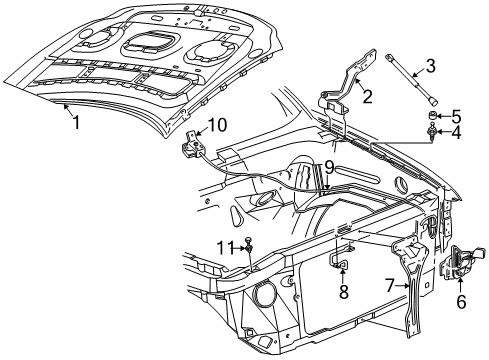 1997 Ford F-250 Hood & Components Release Cable Diagram for F2TZ-16916-A