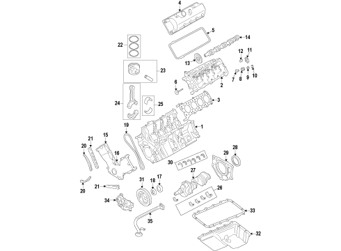 2009 Ford F-150 Engine Parts, Mounts, Cylinder Head & Valves, Camshaft & Timing, Oil Pan, Oil Pump, Crankshaft & Bearings, Pistons, Rings & Bearings, Variable Valve Timing Bearings Diagram for 2L3Z-6A355-AA