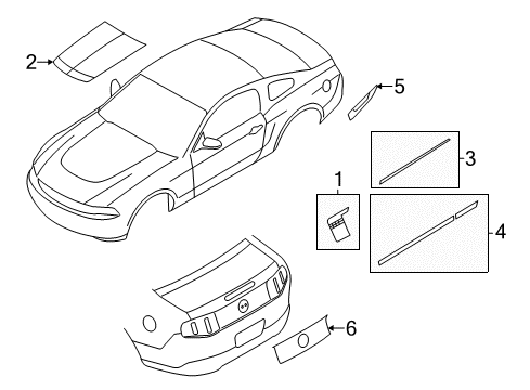 2012 Ford Mustang Stripe Tape Stripe Diagram for BR3Z-6320000-AZ