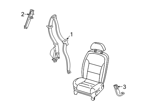 2005 Ford Freestyle Seat Belt Retractor Assembly Diagram for 6F9Z-74611B68-BA